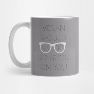 Vegan looks good black lettering Mug